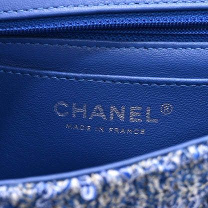 Chanel Tweed Quilted Mini Rectangular Flap Blue White 6 of 11
