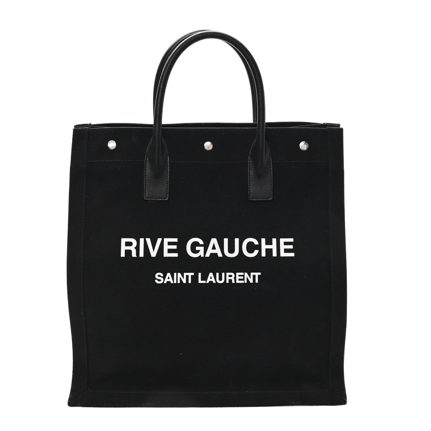 Linen Calfskin Rive Gauche North South Tote Black
