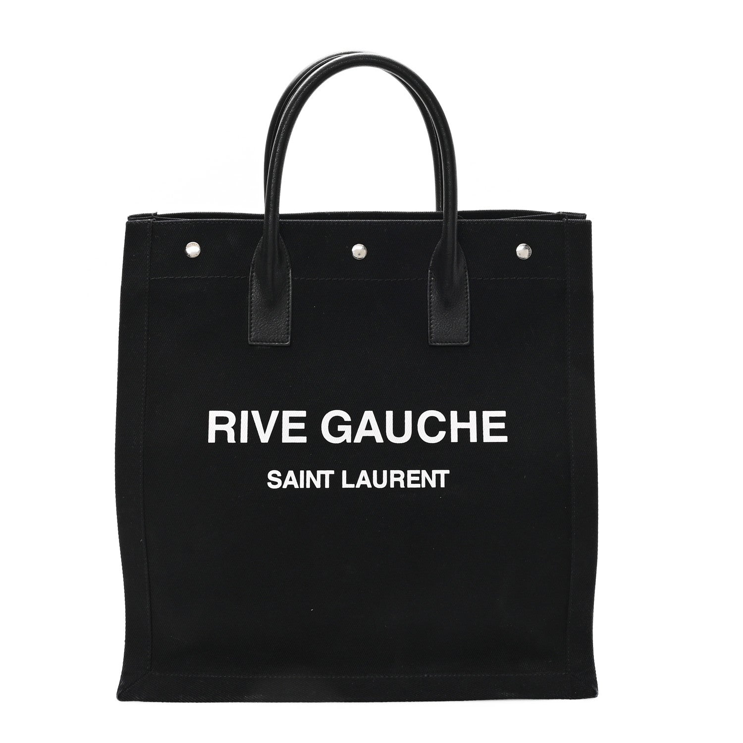 Saint Laurent Linen Calfskin Rive Gauche North South Tote Black 1 of 12