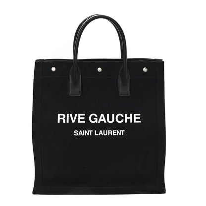 Saint Laurent Linen Calfskin Rive Gauche North South Tote Black 1 of 12