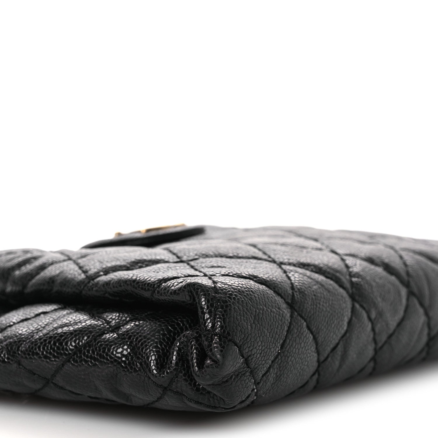 Chanel Crumpled Grained Calfskin Quilted Coco Pleats Clutch Black 9 of 12