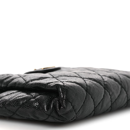 Chanel Crumpled Grained Calfskin Quilted Coco Pleats Clutch Black 9 of 12