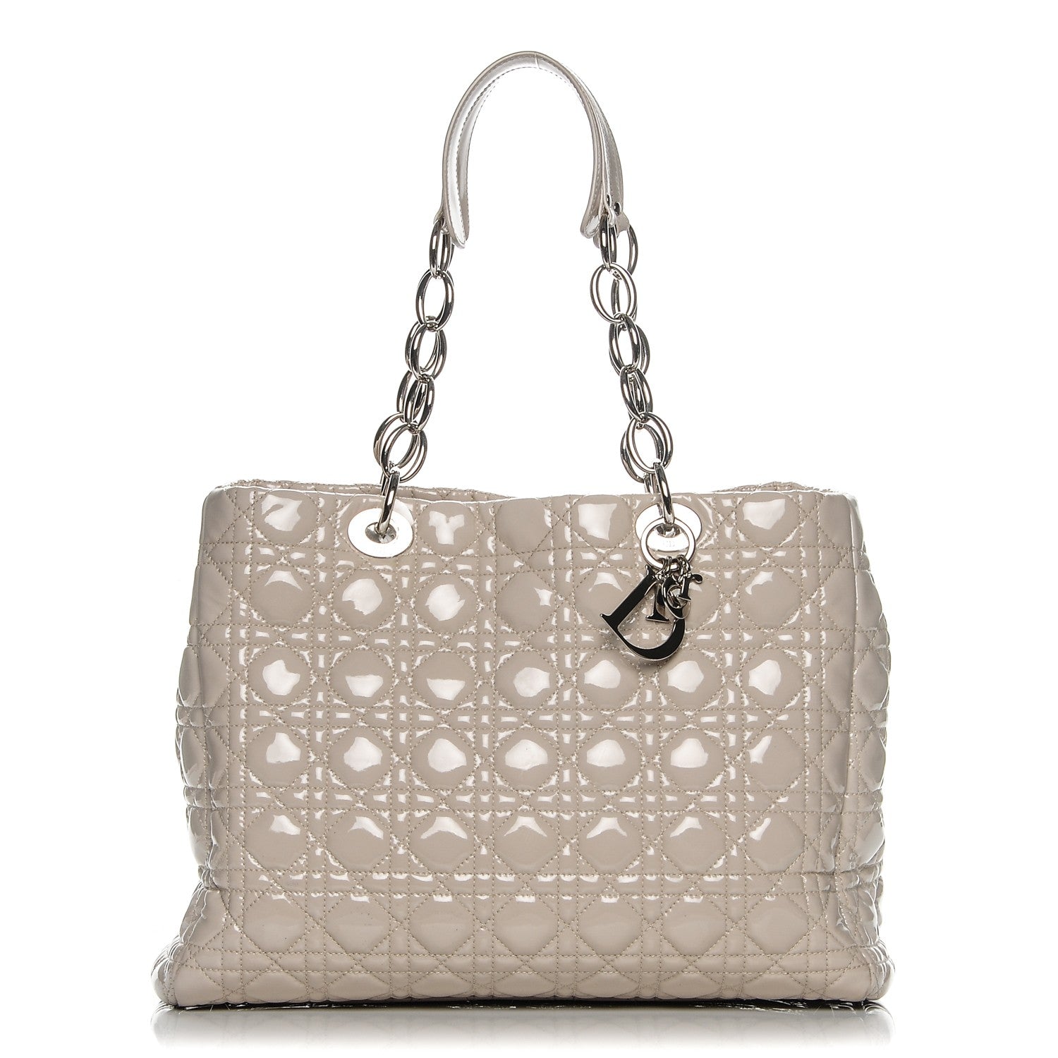 Christian Dior Patent Cannage Large Dior Soft Shopping Tote Light Grey 1 of 9