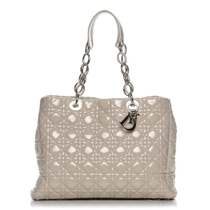 Christian Dior Patent Cannage Large Dior Soft Shopping Tote Light Grey 1 of 9