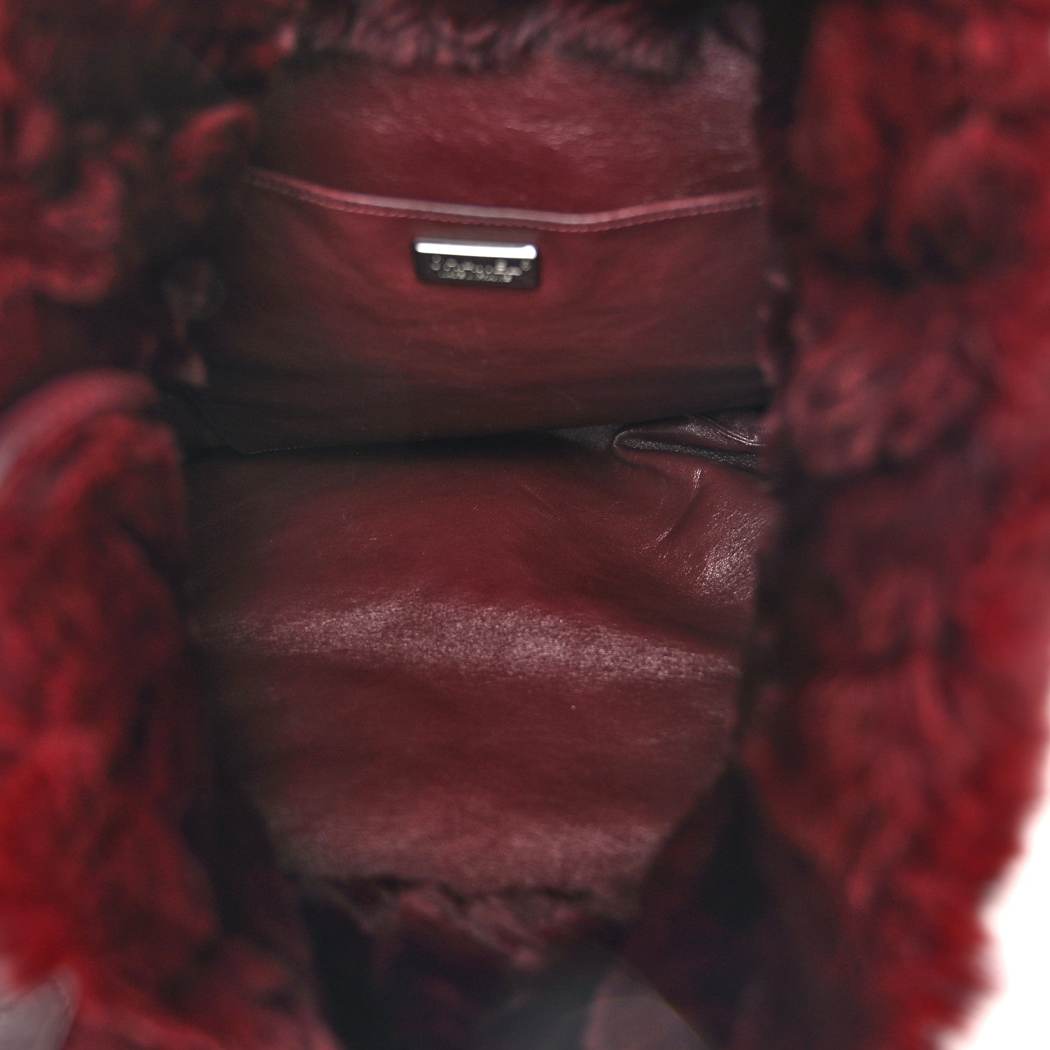 Chanel Rabbit Fur Quilted Pattern Shopping Tote Burgundy 6 of 11