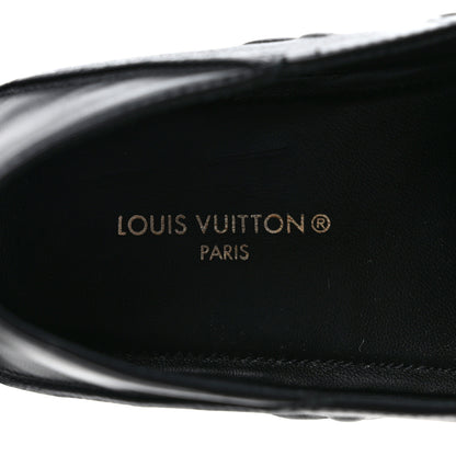 Louis Vuitton Calfskin Embossed Maxi Monogram Driver Open Back Moccasins 9.5 Black 7 of 8