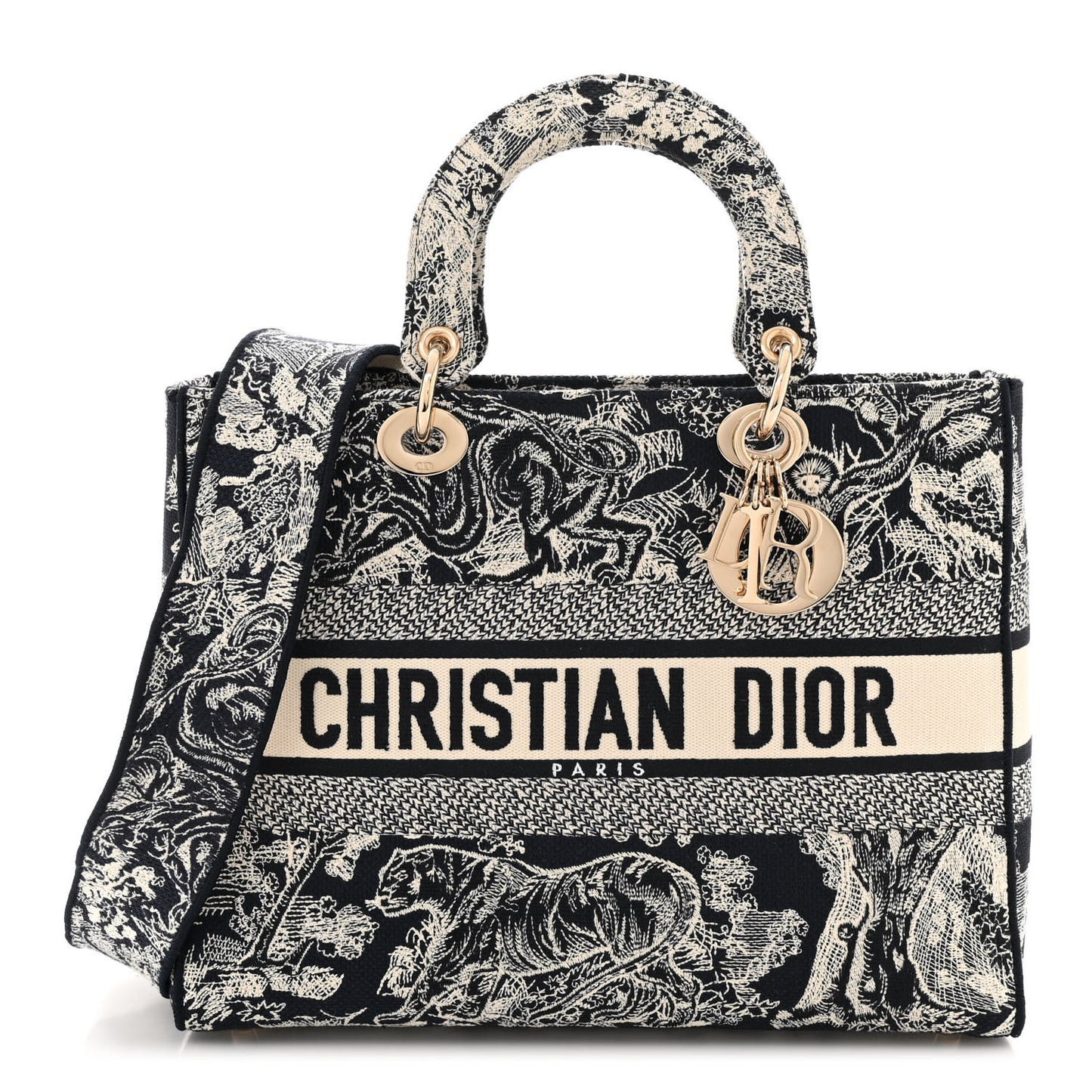 Toile de Jouy Embroidered Large Lady D-Lite Navy