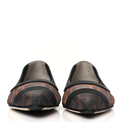 Fendi Mesh FF Skimmer Ballerina Flats 36 Tobacco Moro Black 2 of 8