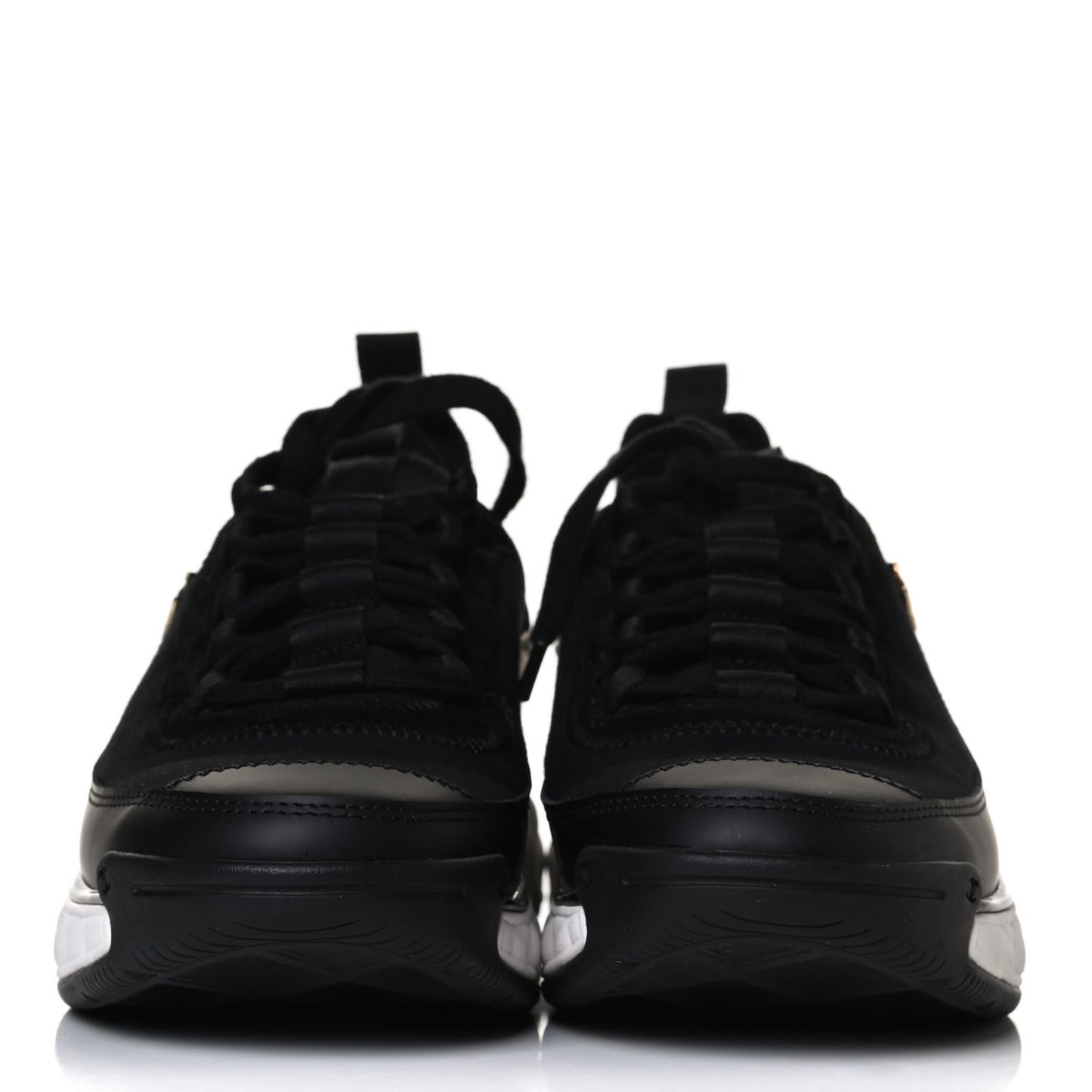 Velvet Calfskin Mixed Fibers CC Sneakers 37 Black