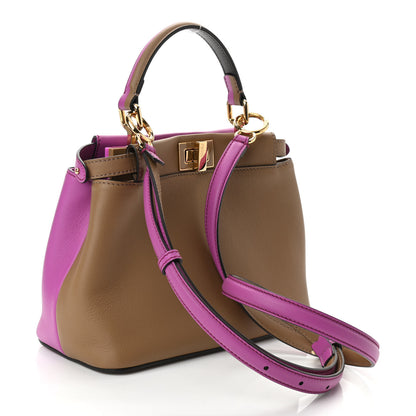 Fendi Vitello Seta Nappa Plexiglass Bi-Color Mini Peekaboo Iconic Satchel Bouganville Sand 3 of 10