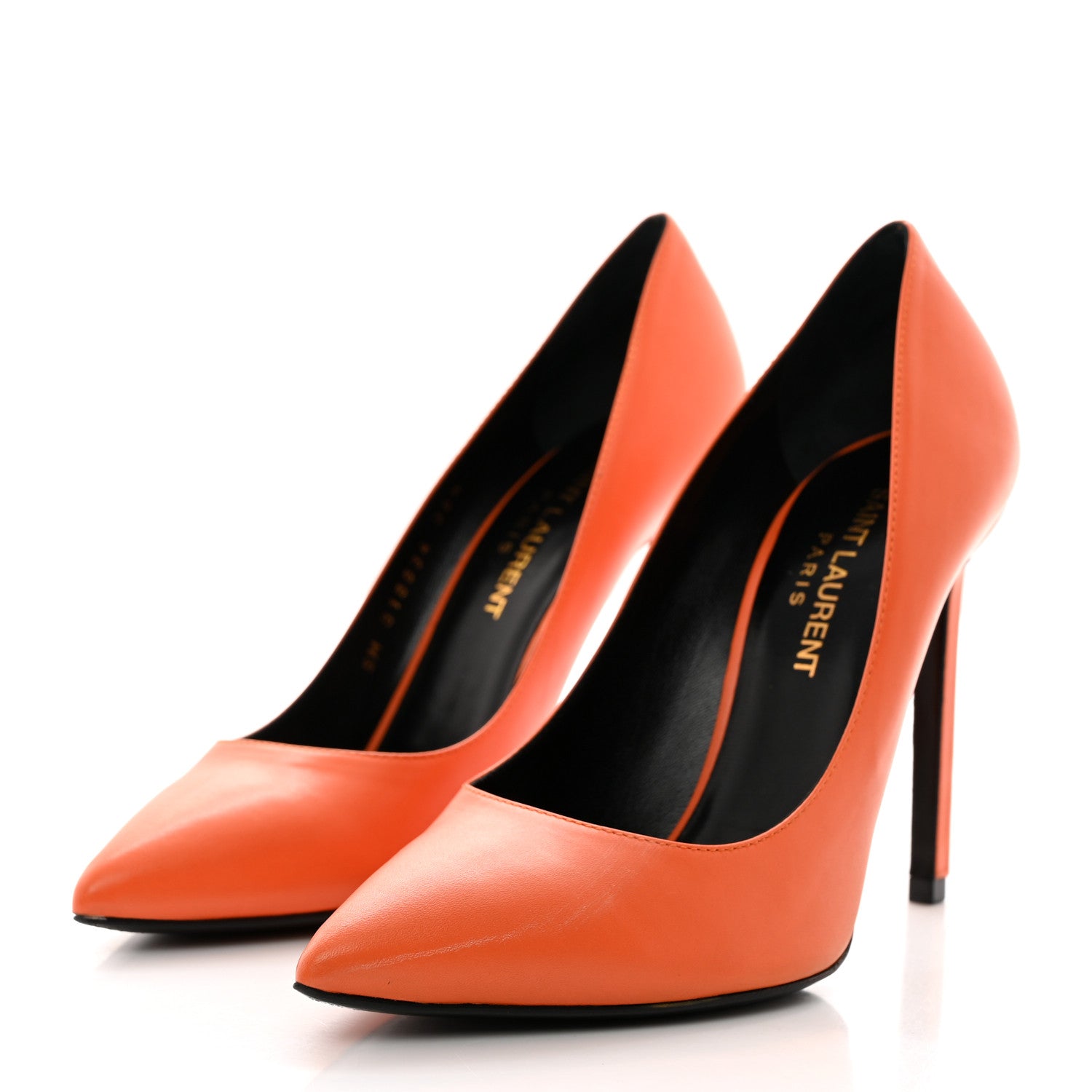 Saint Laurent Calfskin Paris 105 Classic Pumps 36.5 Mandarine 3 of 10