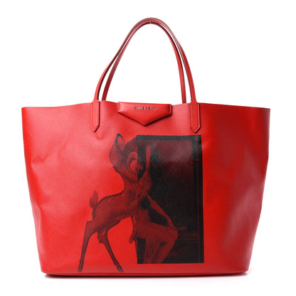 Givenchy Textured Coated Canvas Large Bambi Print Antigona Tote Red 3 of 11