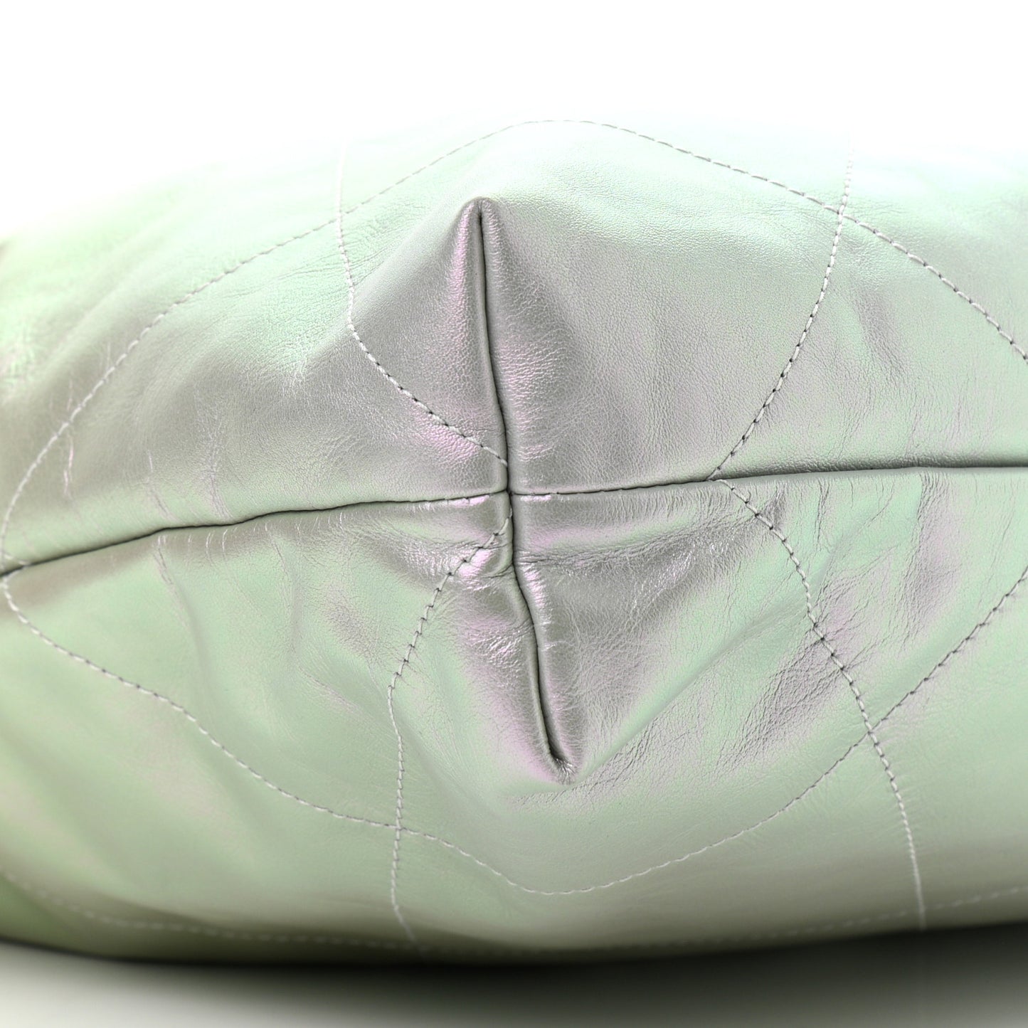 Iridescent Calfskin Quilted Chanel 22 Blue Green