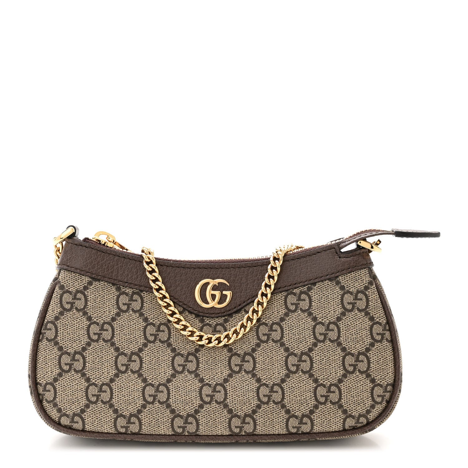 Gucci GG Supreme Monogram Textured Dollar Calfskin Mini Ophidia Chain Bag Beige Ebony 1 of 10