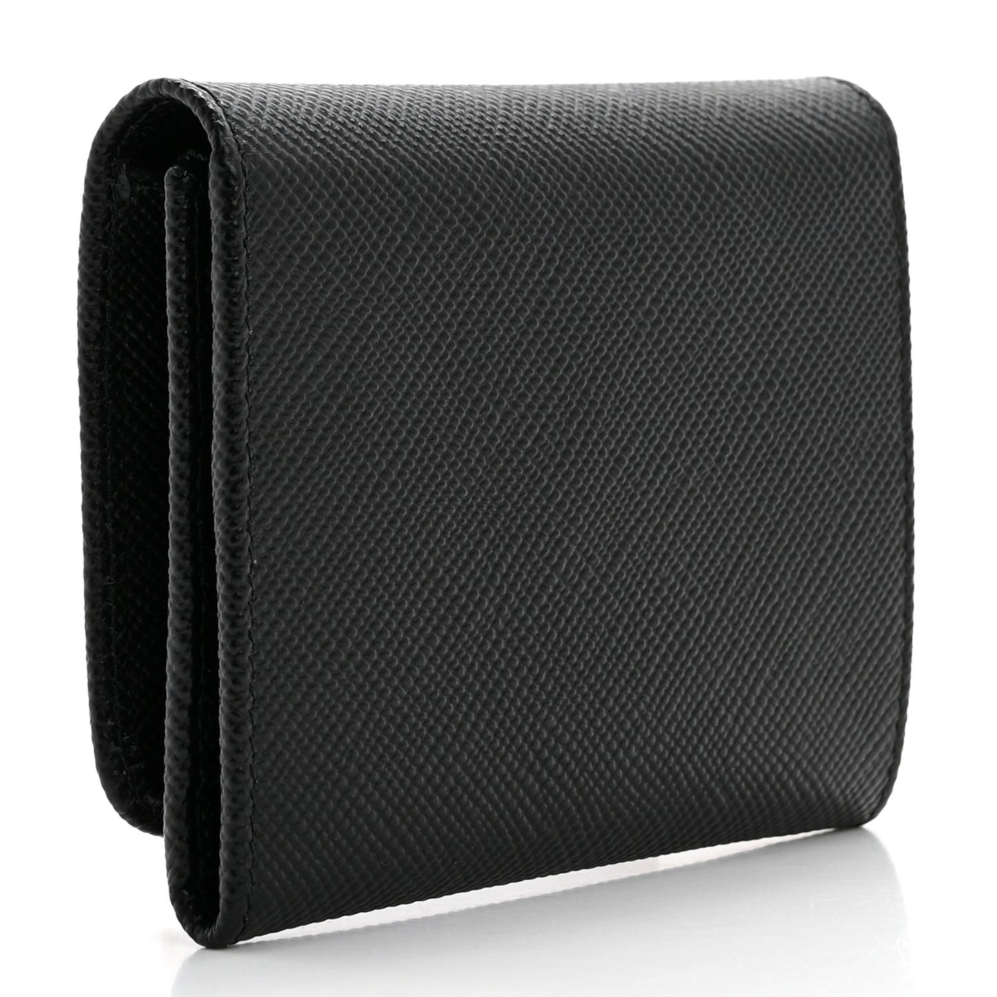 Saffiano Cuir Metal Tri-Fold Wallet Black