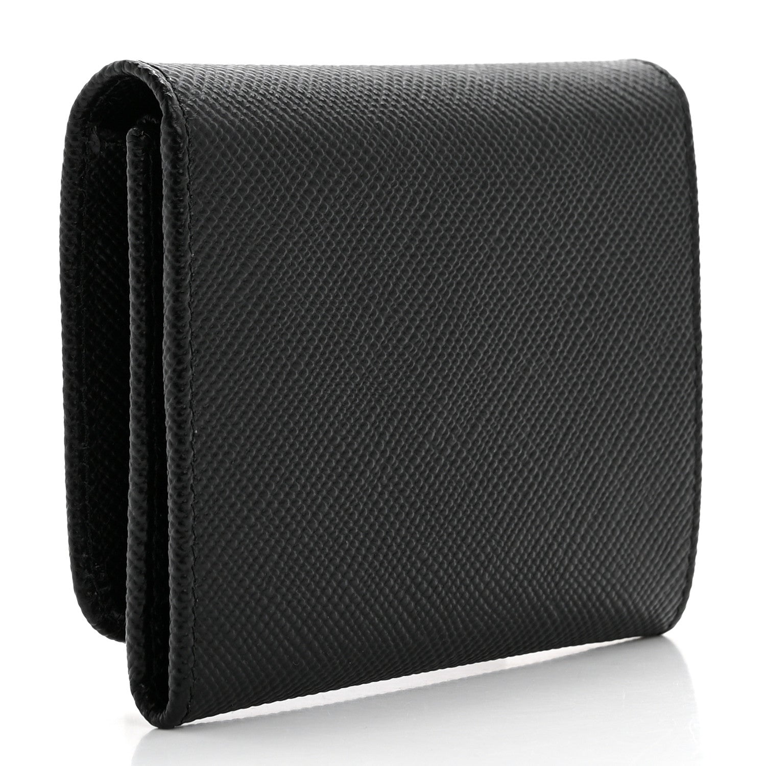 Prada Saffiano Cuir Metal Tri-Fold Wallet Black 3 of 9