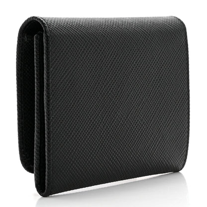 Prada Saffiano Cuir Metal Tri-Fold Wallet Black 3 of 9