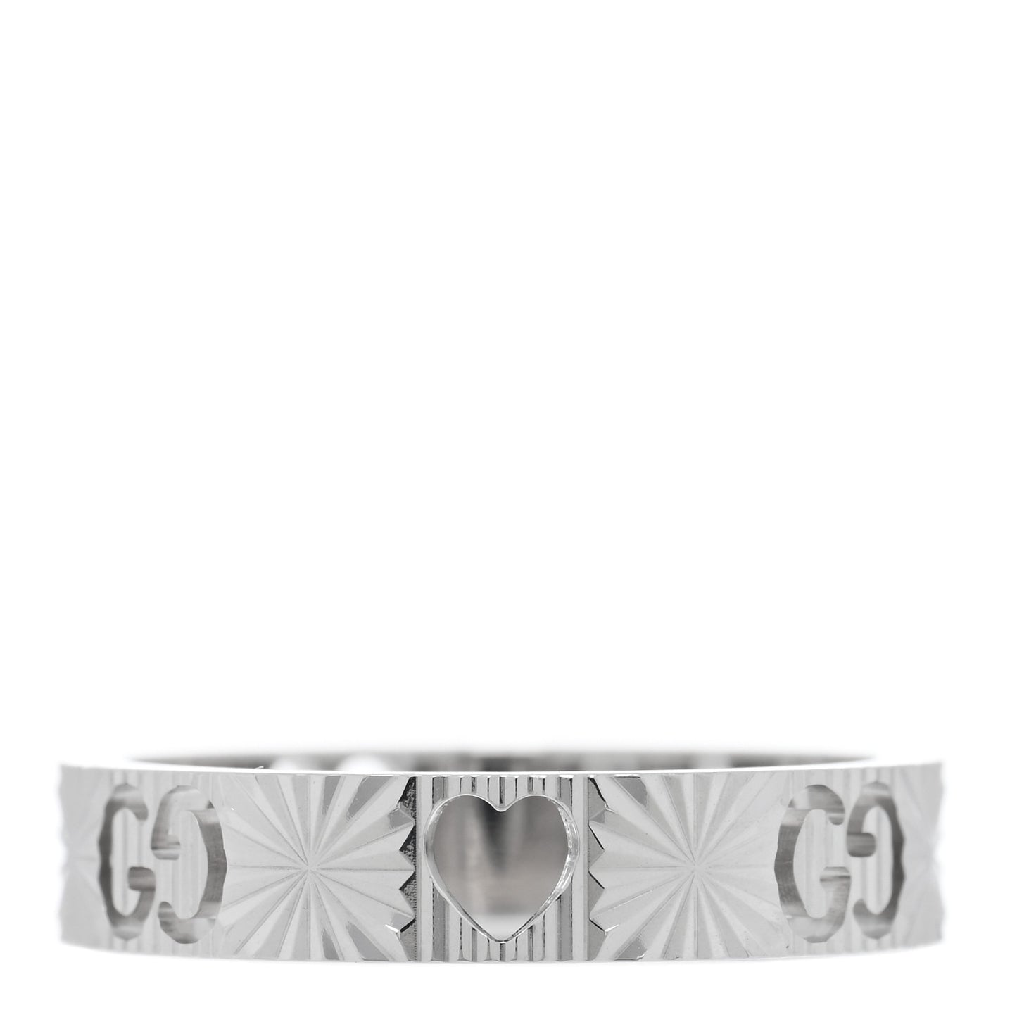 18K White Gold Icon Heart Band Ring 52 6