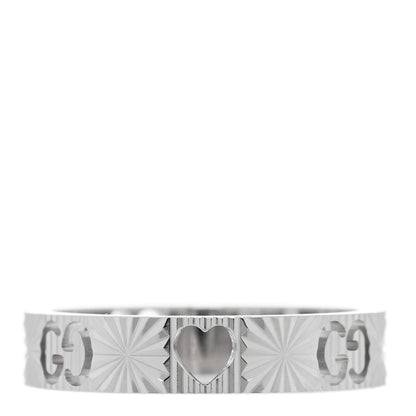 Gucci 18K White Gold Icon Heart Band Ring 52 6 1 of 5