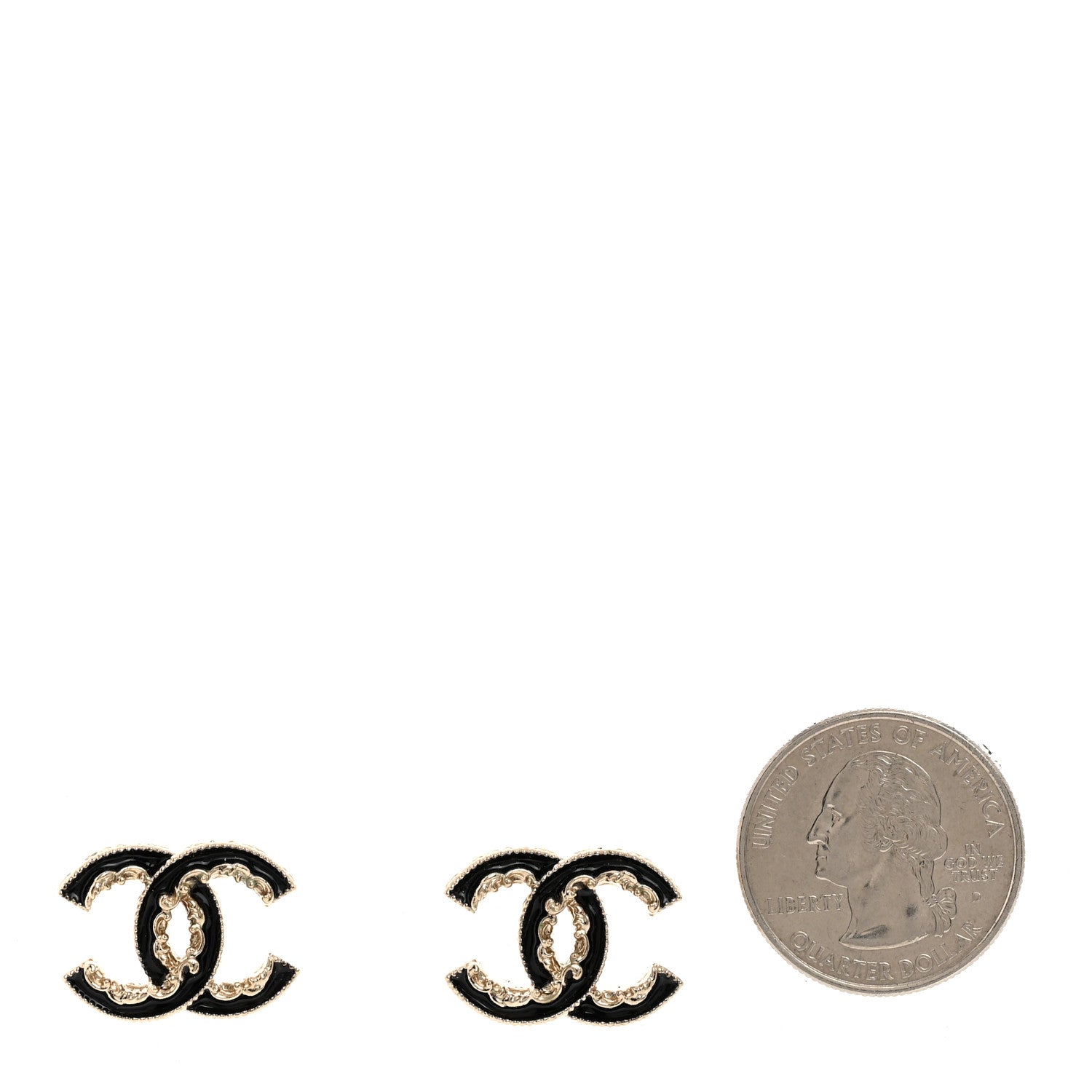 Chanel Enamel CC Baroque Earrings Black Gold 2 of 5