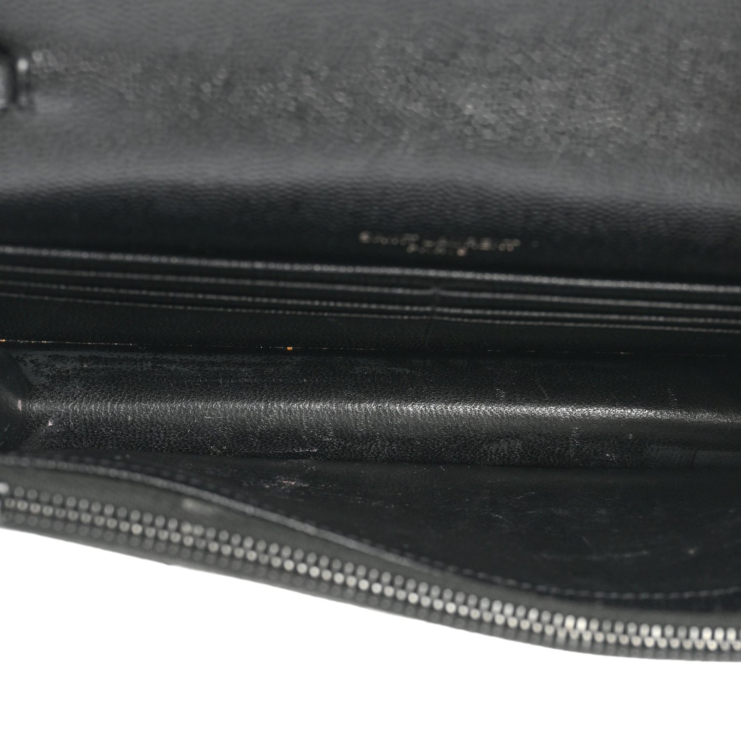 Grain De Poudre Matelasse Chevron Monogram Monochrome Envelope Chain Wallet Black