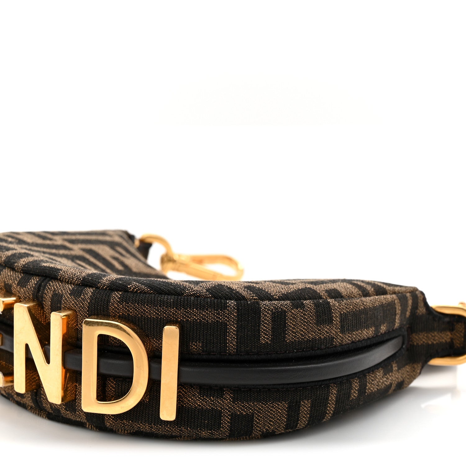 Fendi Fabric Jacquard FF 1974 Nano Fendigraphy Hobo Charm Tobacco Moro 10 of 10