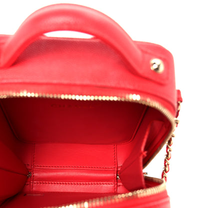 Chanel Caviar Quilted CC North South Filigree Vanity Case Red 5 of 10