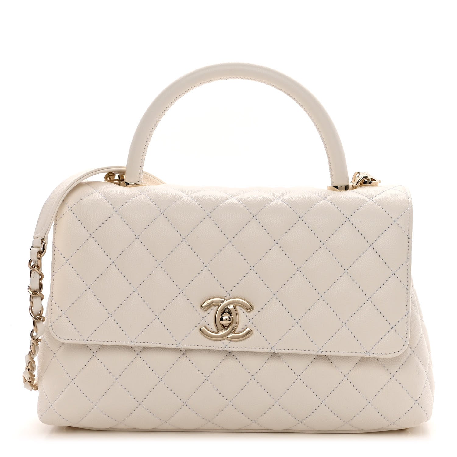 Chanel Caviar Quilted Small Coco Handle Flap White 1 of 10
