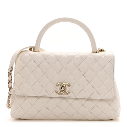 Chanel Caviar Quilted Small Coco Handle Flap White 1 of 10