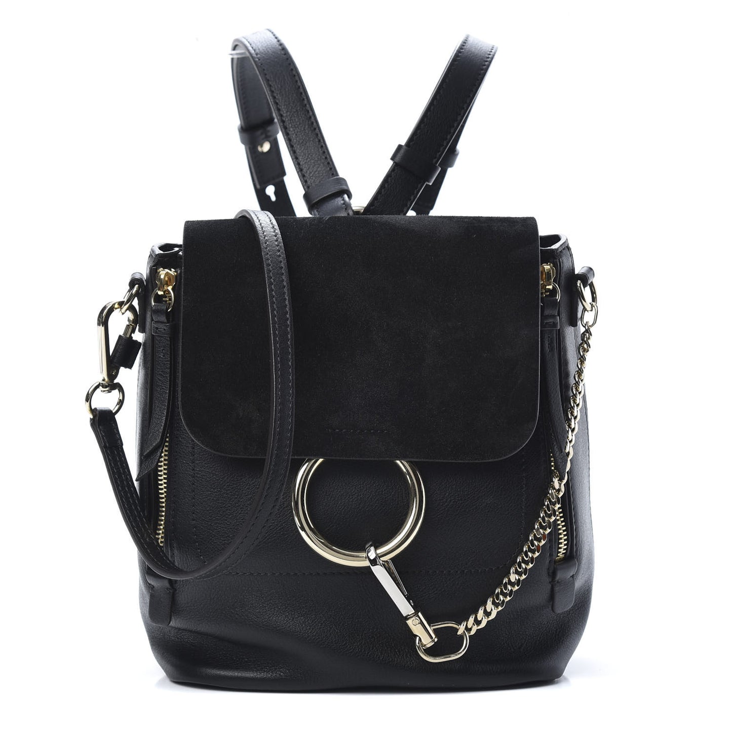 Suede Calfskin Medium Faye Backpack Black
