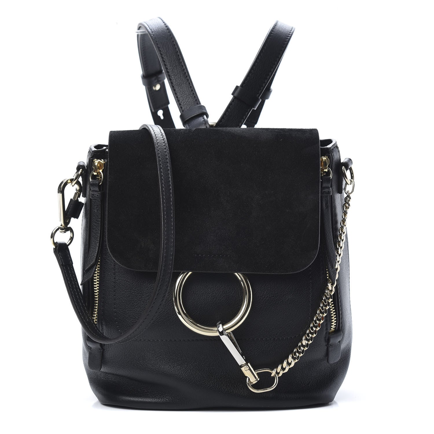 Chloe Suede Calfskin Medium Faye Backpack Black 1 of 14