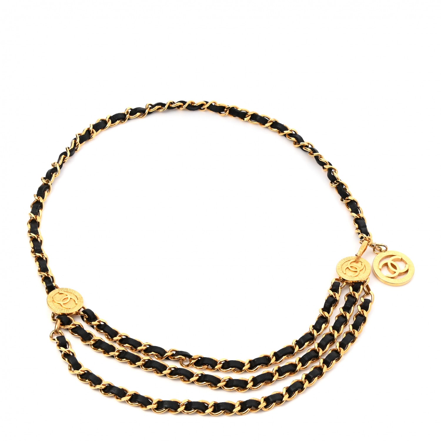 Chanel Lambskin Chain CC Medallion Belt Black Gold 1 of 4