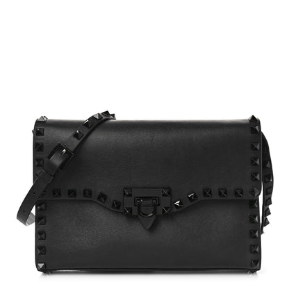 Valentino Garavani Vitello Monochrome Medium Rockstud Flip Lock Crossbody Bag Black 1 of 8