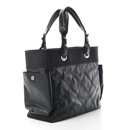 Chanel Coated Canvas Quilted Large Paris Biarritz Tote Black 3 of 11