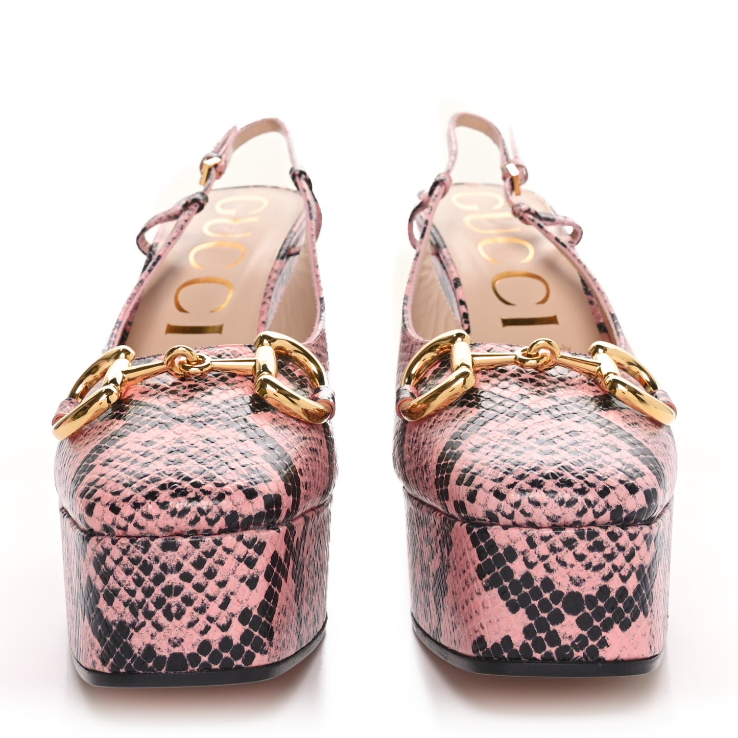 Calfskin Python Print Horsebit Platform 35/120mm Slingback Pumps 40 Wild Rose