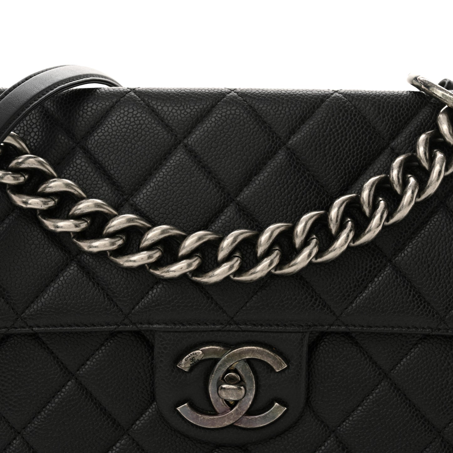Caviar Quilted Large Retro Class Flap Black