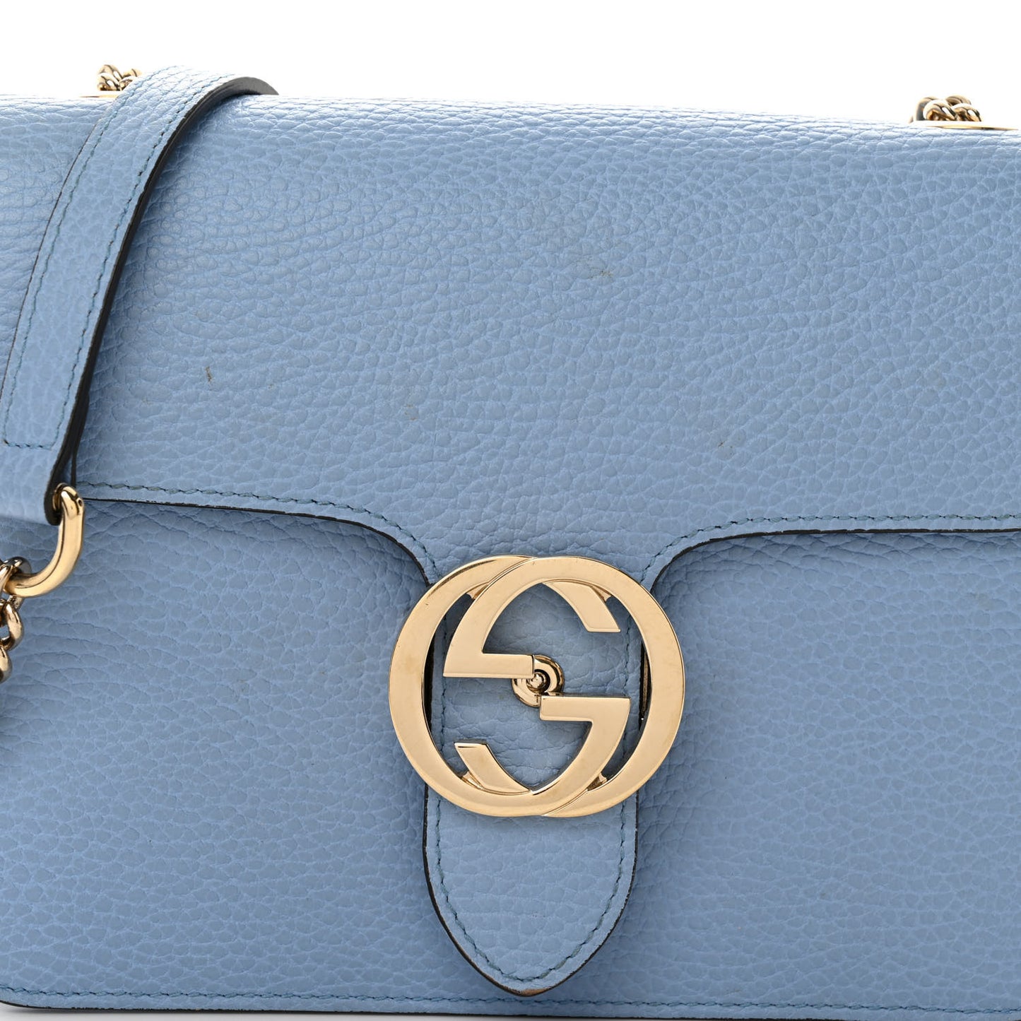 Dollar Calfskin Small Interlocking G Shoulder Bag Mineral Blue