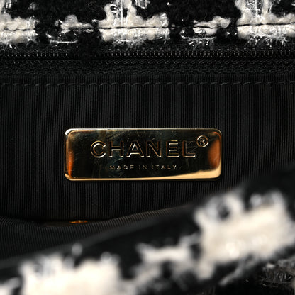 Chanel Tweed Quilted Medium Chanel 19 Flap Black Ecru White 6 of 14