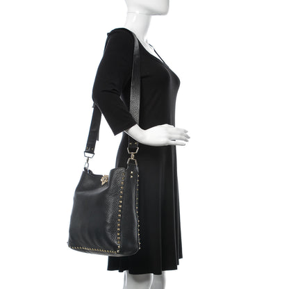 Valentino Garavani Pebbled Calfskin Large Rockstud Flip-Lock Messenger Bag Black 2 of 13