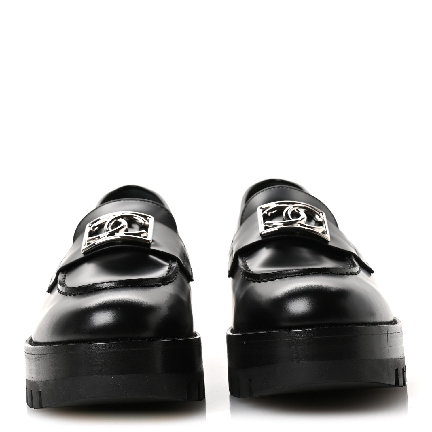 Chanel Calfskin Metal CC Loafers 40 Black 3 of 9