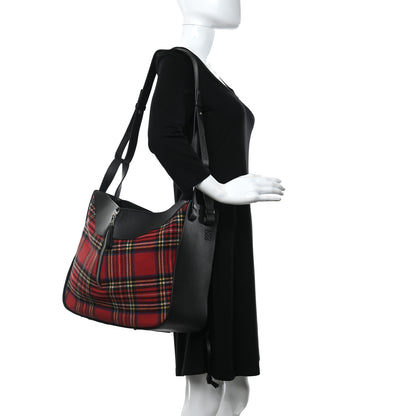 Loewe Wool Calfskin Medium Hammock Shoulder Bag Black Red Tartan 2 of 9