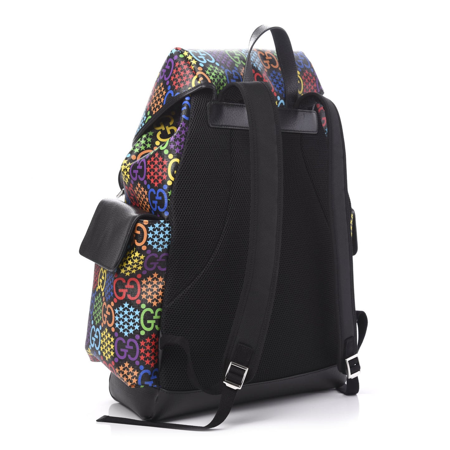 GG Supreme Monogram Psychedelic Large Double Buckle Backpack Black Multicolor
