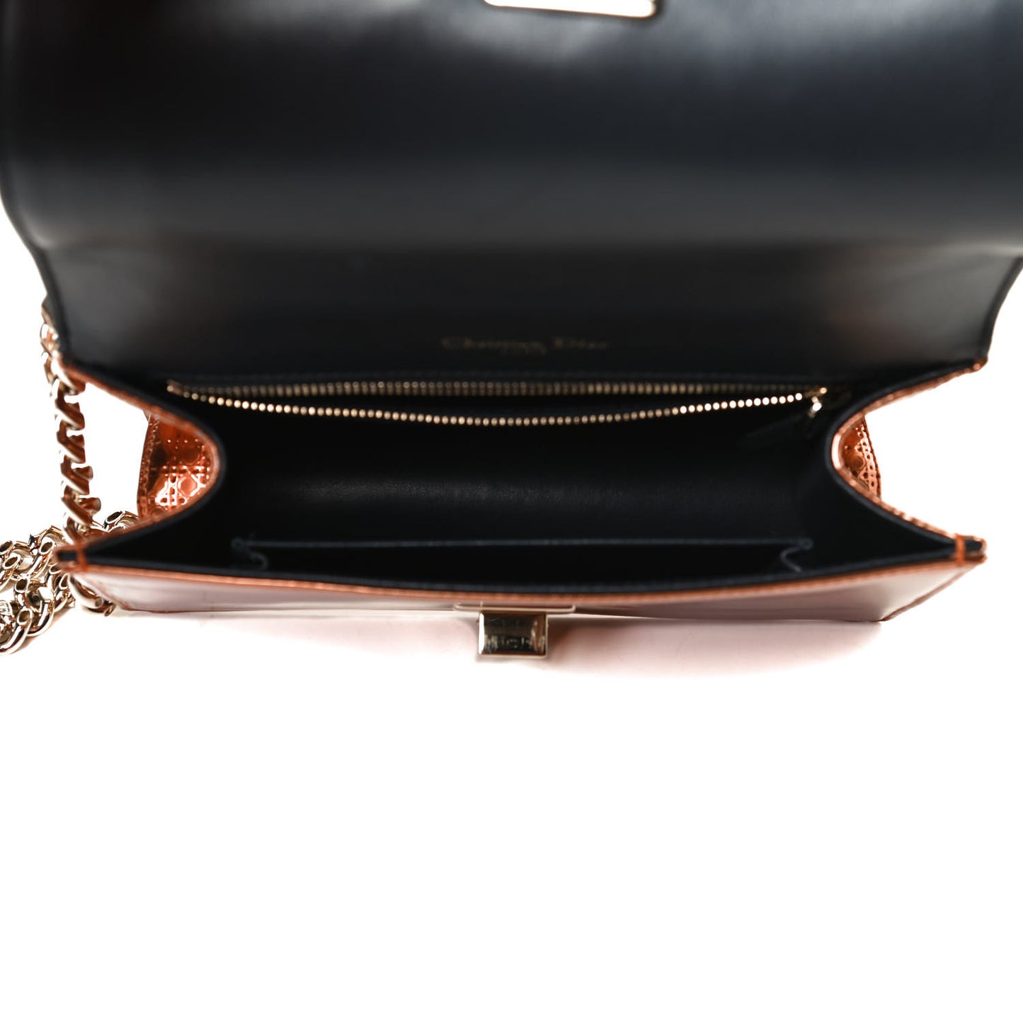 Metallic Patent Micro-Cannage Medium Diorama Flap Bag Orange