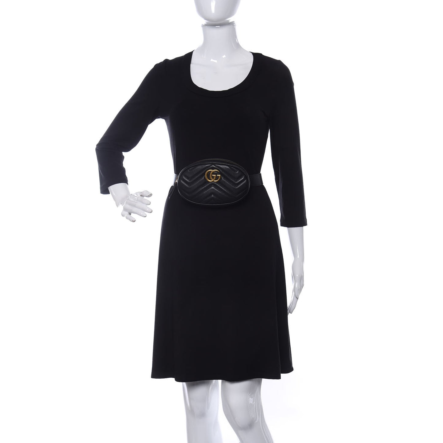 Calfskin Matelasse GG Marmont Belt Bag 85 34 Black