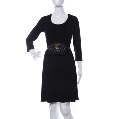 Gucci Calfskin Matelasse GG Marmont Belt Bag 85 34 Black 2 of 10