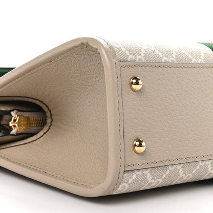 Gucci GG Supreme Monogram Textured Dollar Calfskin Web Small Ophidia Slip Handle Tote Beige Mystic White Oatmeal 9 of 10