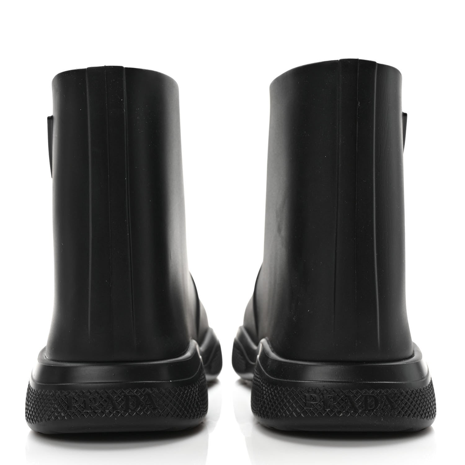 Prada Soft Mellow Rubber Triangle Logo Embossed Womens 25mm Booties 41 Black 5 of 9