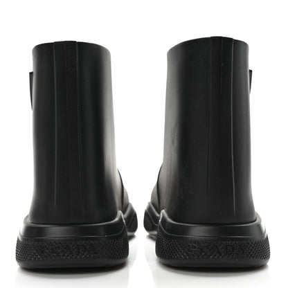 Prada Soft Mellow Rubber Triangle Logo Embossed Womens 25mm Booties 41 Black 5 of 9