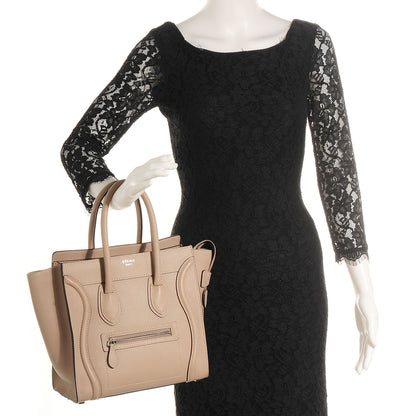 Celine Drummed Calfskin Micro Luggage Dune 2 of 8