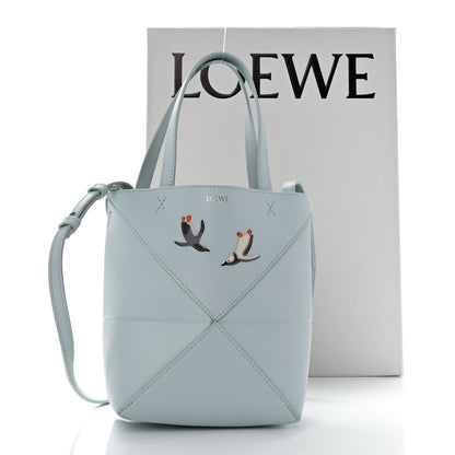 Loewe X SUNA FUJITA Shiny Calfskin Penguin Mini Puzzle Fold Tote Blue Iceberg 12 of 12